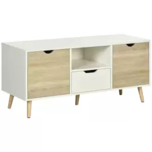 Image of HOMCOM TV Cabinet Entertainment Centre With Storage Cabinet And Drawer - Natural