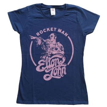 Image of Elton John - Rocketman Circle Point Womens Small T-Shirt - Blue