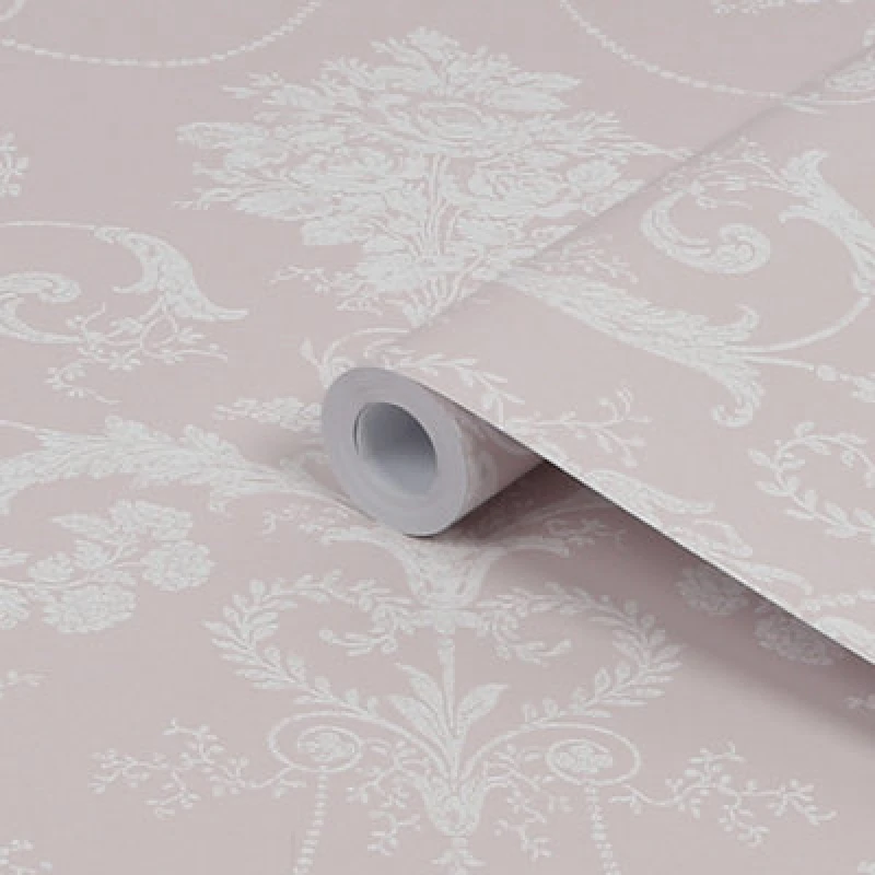 Image of Laura Ashley Josette Amethyst Damask Smooth Wallpaper