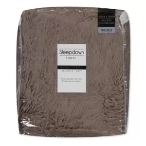 Image of I Saw It First Faux Fur Duvet Cover and Pillowcase Set - Brown