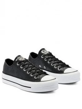 Image of Converse Chuck Taylor Womens All Star Glitter Lift Ox Plimsolls - Black