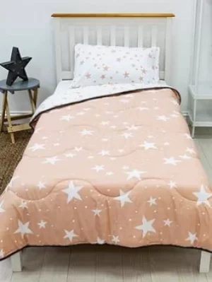 Image of Rest Easy Sleep Better Pink Star Coverless Quilt 4.5 Tog Single With Pillowcase, Multi