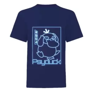 Image of Pokemon Boys Psyduck Neon T-Shirt (3-4 Years) (Navy)