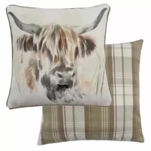 Image of Watercolour Highland Cow Cushion Multicolour, Multicolour / 43 x 43cm / Polyester Filled