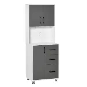 Image of Homcom Modern Kitchen Cupboard Storage Organiser Microwave Cabinet Grey