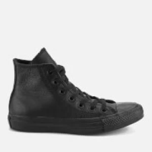 Image of Converse Chuck Taylor All Star Leather Hi-Top Trainers - Black Mono - UK 4