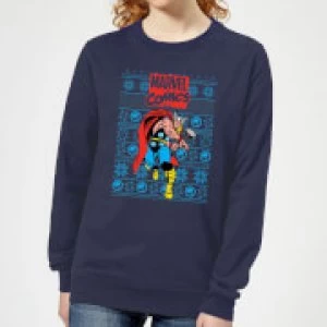 Image of Marvel Avengers Thor Womens Christmas Sweatshirt - Navy - S