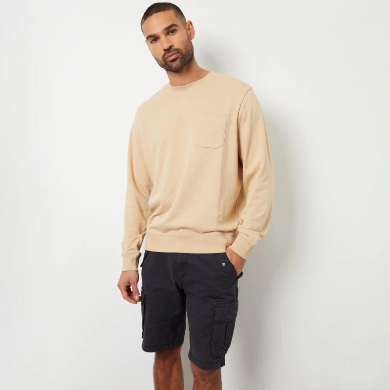 Image of Threadbare 'Bubba' Crew Neck Sweatshirt with Pocket Stone