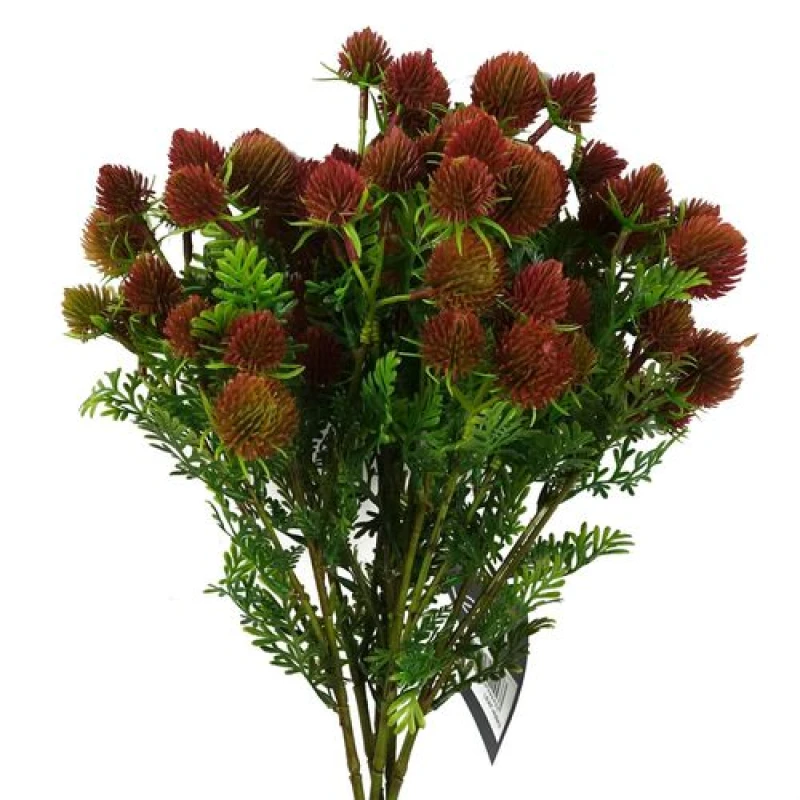 Image of Leaf Pack of 6 x 55cm Craspedia Stem Red Artificial