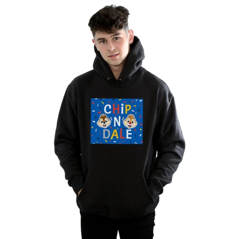 Image of Disney Men Chip N Dale Blue Frame Hoodie in Black Size: Small Black S Male 5059114358120