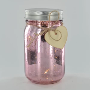 Image of LED Firefly Jar Pink/Champagne H13cm