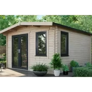 Image of Power Sheds 14 x 12ft Left Hand Door Apex Chalet Log Cabin