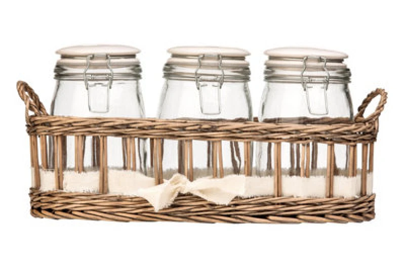 Image of Premier Housewares Country Cottage Glass Storage Jars - Set of 3 Grey