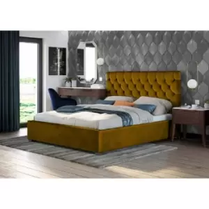 Image of Rosiana Upholstered Beds - Plush Velvet, King Size Frame, Mustard - Mustard