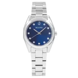 Image of Bulova 96P229 Womens Blue Dial Diamond Set Wristwatch