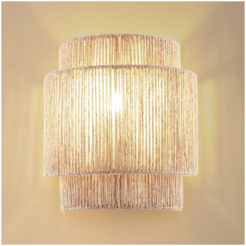 Image of Charnwood Wall Light Lignea In 3 Tiers, Jute Fibre And Boho Chic Design -Nature