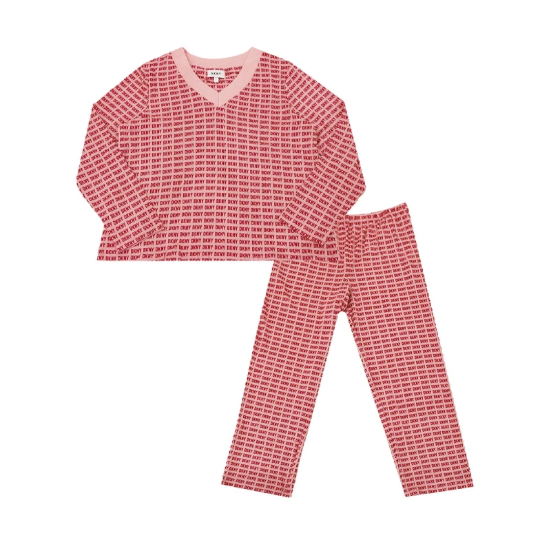 Image of DKNY Womens Long Sleeve Pyjama Set Mauve Pt female 10 (S)