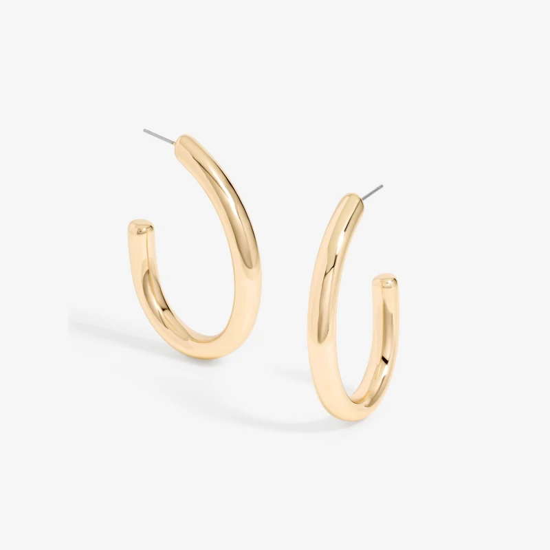 Image of Mood Gold Polished Simple Large Hoop Earrings Gold