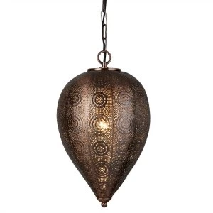Image of 1 Light Ceiling Drop Pendant Antique Copper, E27