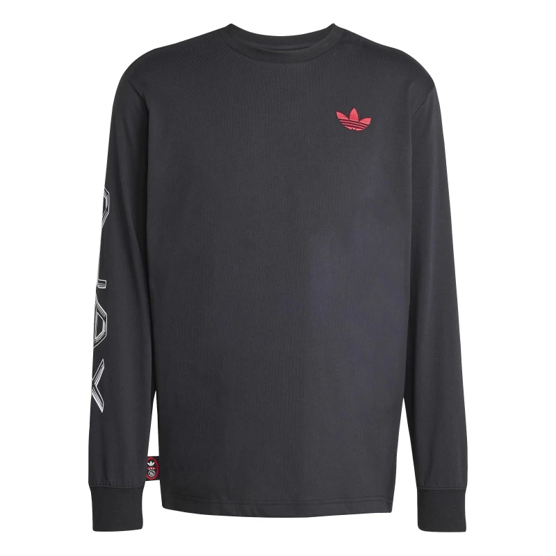 Image of adidas Ajax Amsterdam Graphic Long Sleeve T-Shirt Adults Black male S