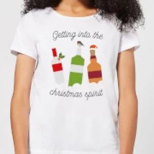 Image of Getting Into The Christmas Spirit Womens Christmas T-Shirt - White - 4XL