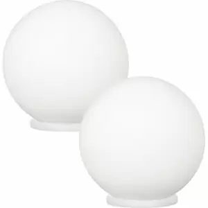 Image of 2 pack Table Lamp White Shade White Glass Opal Matt In Line Switch E27 1x60W