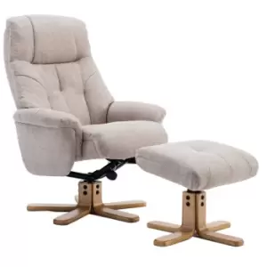 Image of Teknik Denver Recliner Fabric Swivel Chair with Footstool - Oatmeal