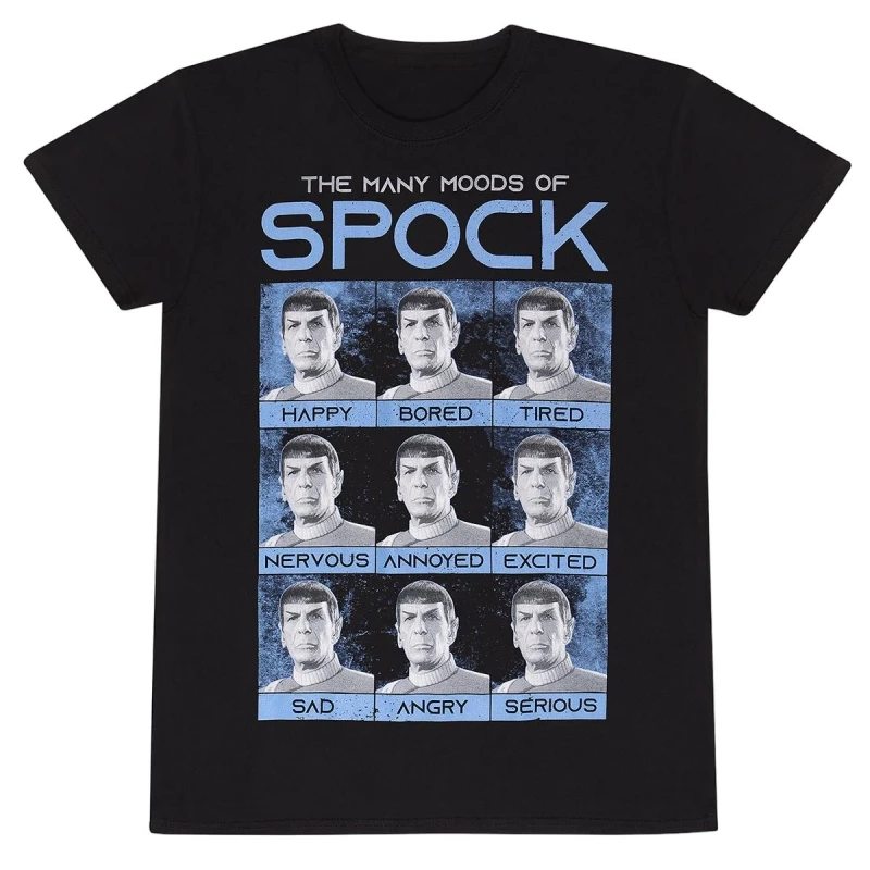 Image of Star Trek Star Trek Men Many Moods Of Spock T-Shirt in Black Size: Medium Black M Male 5063470527823