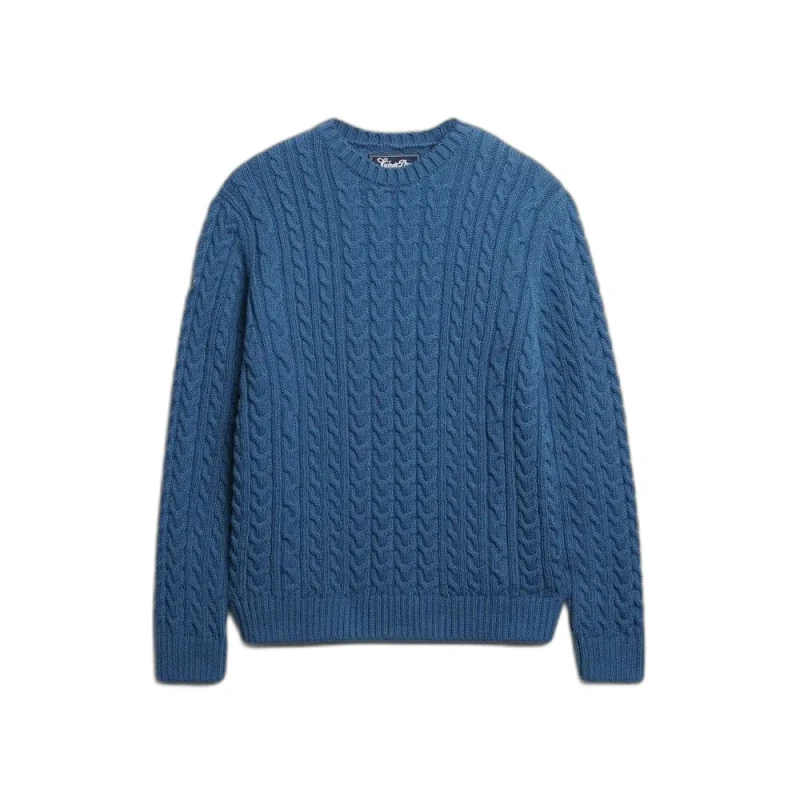 Image of Superdry Cable knit jumper Superdry Jacob Bleu Male L
