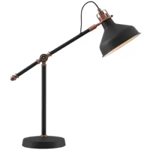Image of Luminosa Lighting - Adjustable Table Task Lamp, 1 x E27, Sand Black, Copper, White