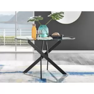 Image of Furniturebox Novara 120cm Round 6 Seat Black Metal Leg Glass Dining Table