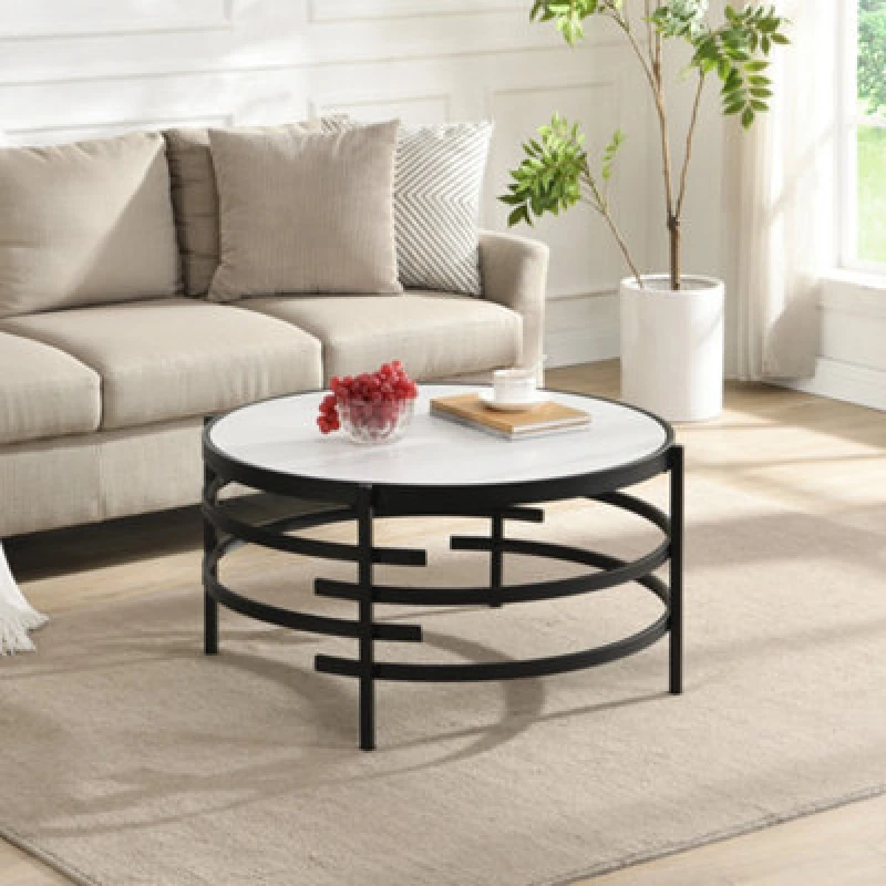 Image of Caldera Round Marble Effect Ceramic Coffee Table