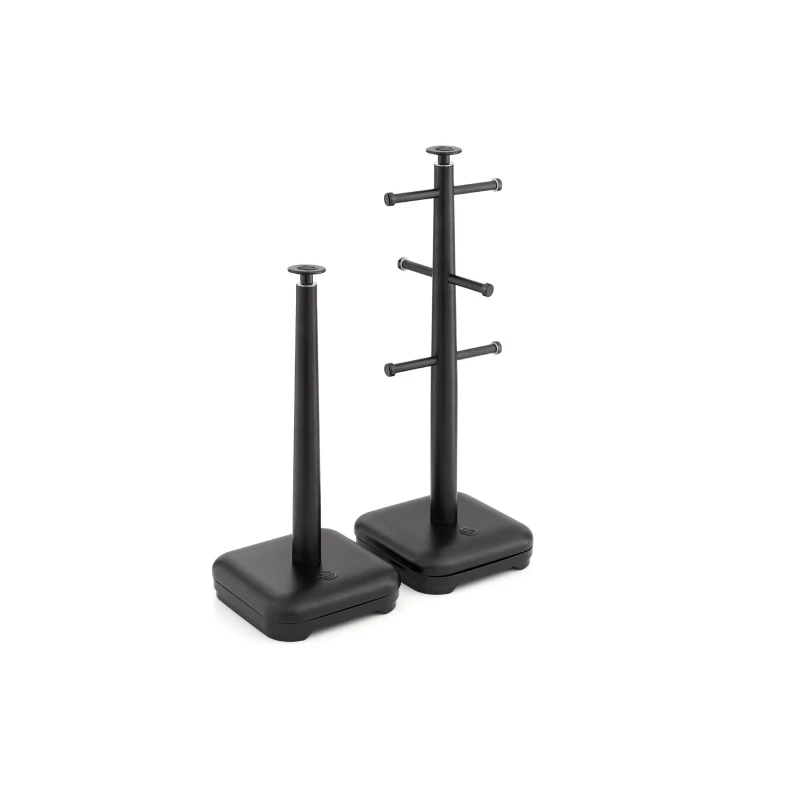Image of Swan Towel Pole and Mug Tree Set (Black Iron), Black SWKA18522BLKN