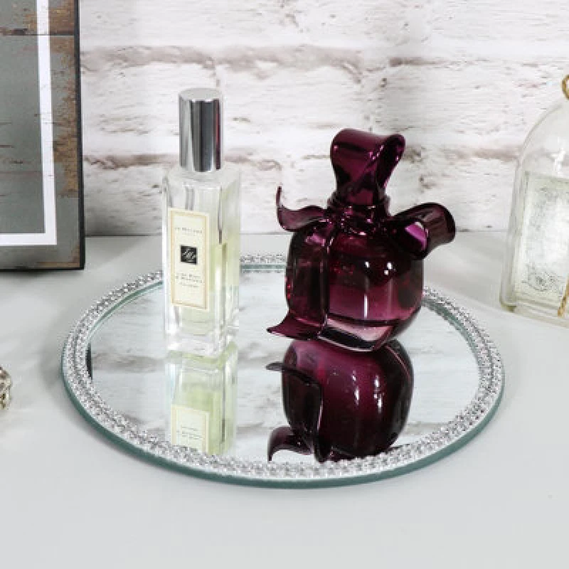 Image of Melody Maison Jewelled Mirrored Display Plate Silver