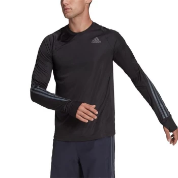 Image of adidas 3 Stripe Long Sleeve T Shirt Mens - Black