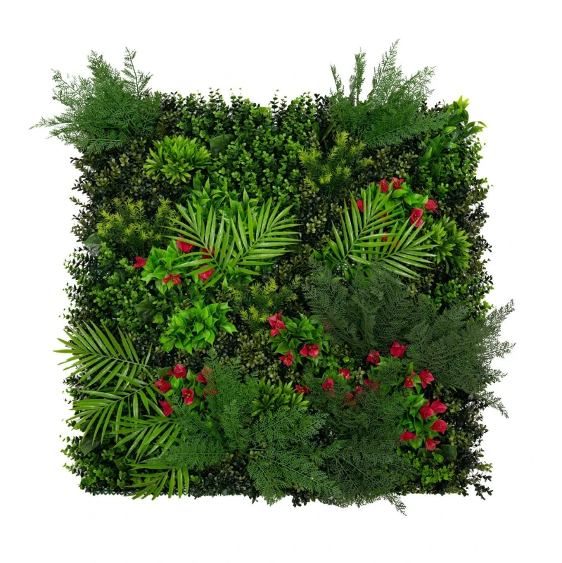 Image of Monstershop Artificial Plant Wall Panel 100 x 100cm Mira Living Foliage Greenery Tiles Indoor Outdoor Weather & UV Resistant Green