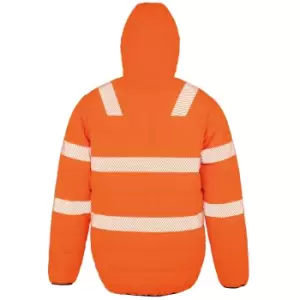 Image of Result Genuine Recycled Mens Ripstop Padded Jacket (S) (Fluorescent Orange)