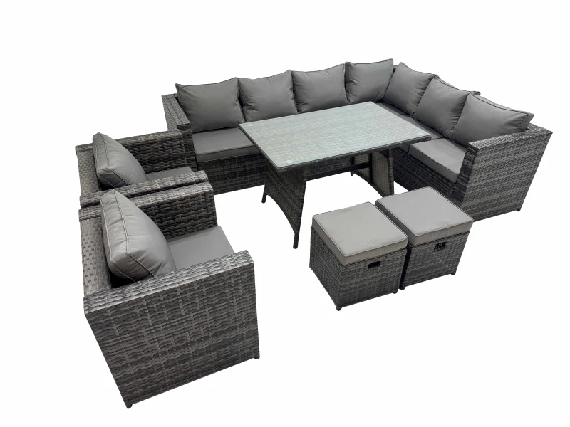 Image of Fimous Patio Furniture Sets with Dining Table 2 Small Stools 2 Chair in Dark Grey Dark Grey Unisex