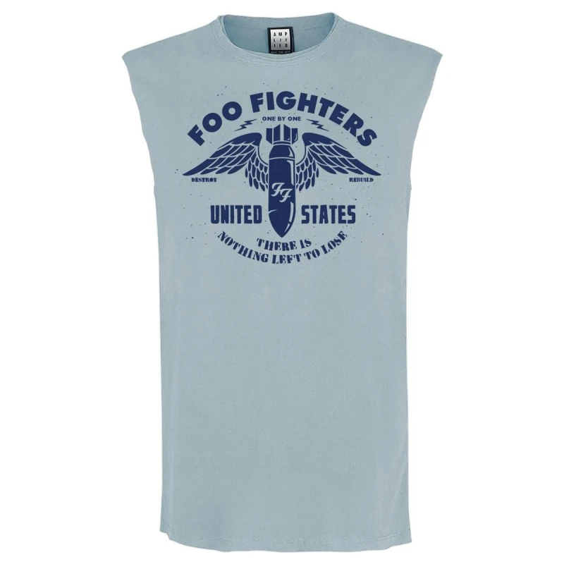 Image of Amplified Amplified Men One By One Foo Fighters Sleeveless Tank Top in Pale Blue Size: Medium Pale Blue M Male 5063527631589