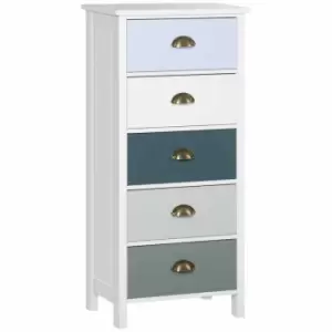 Image of HOMCOM Chest Of Drawers Slim Storage 5 Drawer Dresser With Metal Handles