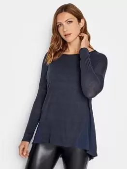 Image of Long Tall Sally Navy Ls Dipped Hem Jumper, Blue, Size 16, Women