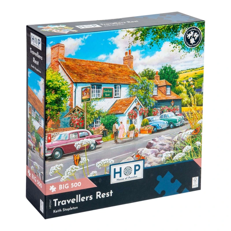 Image of The House Of Puzzles Travellers Rest, BIG 500 Piece Jigsaw Puzzle Multi unisex