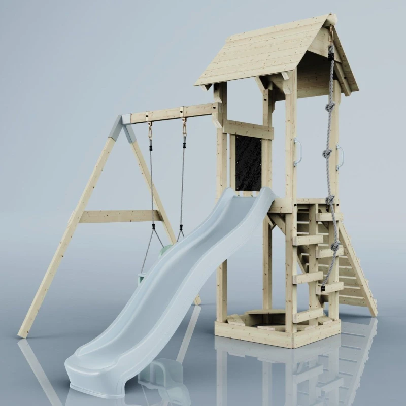Image of OutdoorToys PolarPlay Tower Kids Wooden Climbing Frame - Swing Helka Mist in Beige Beige Unisex