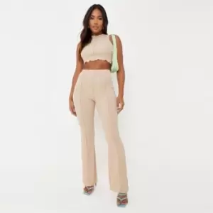 Image of Missguided Seam Crop and Flares Set - Neutral