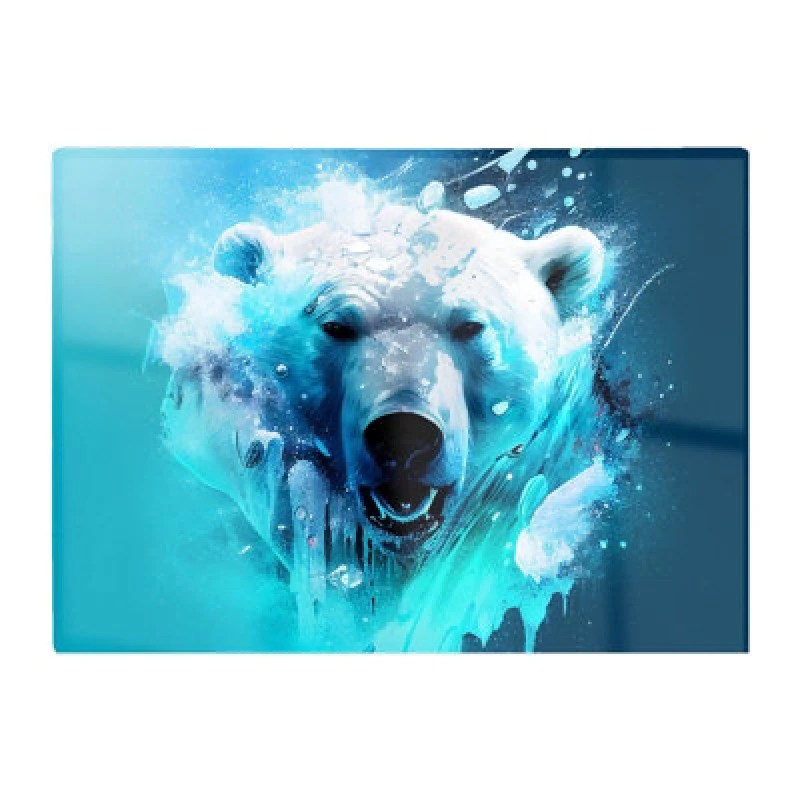 Image of Warren Reed Designer Polar Bear Face Splashart Glass Chopping Board