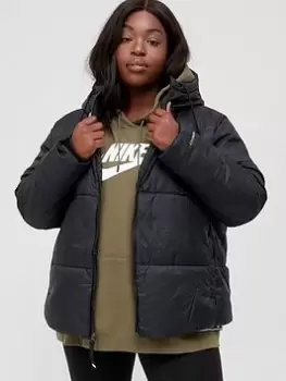 Image of Nike NSW Taped Detail Hooded Jacket (Curve) - Black, Size 18-20=1X, Women