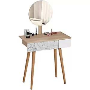 Image of Homcom Dressing Table with Drawer and Mirror Oak 700 x 390 x 1,200 mm