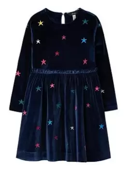 Image of Joules Girls Star Velour Dress - Navy, Size 4 Years, Women