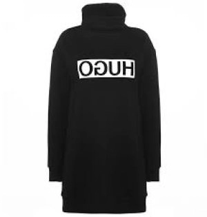 Image of Hugo Boss Neika Reversed Logo Hoodie Black Size L Women