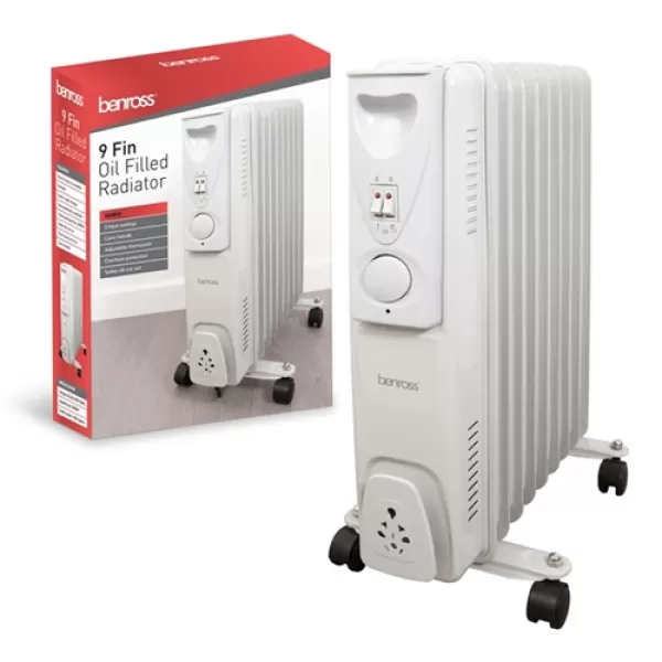 Image of Benross 2000W 9 Fin Oil Filled Radiator - White